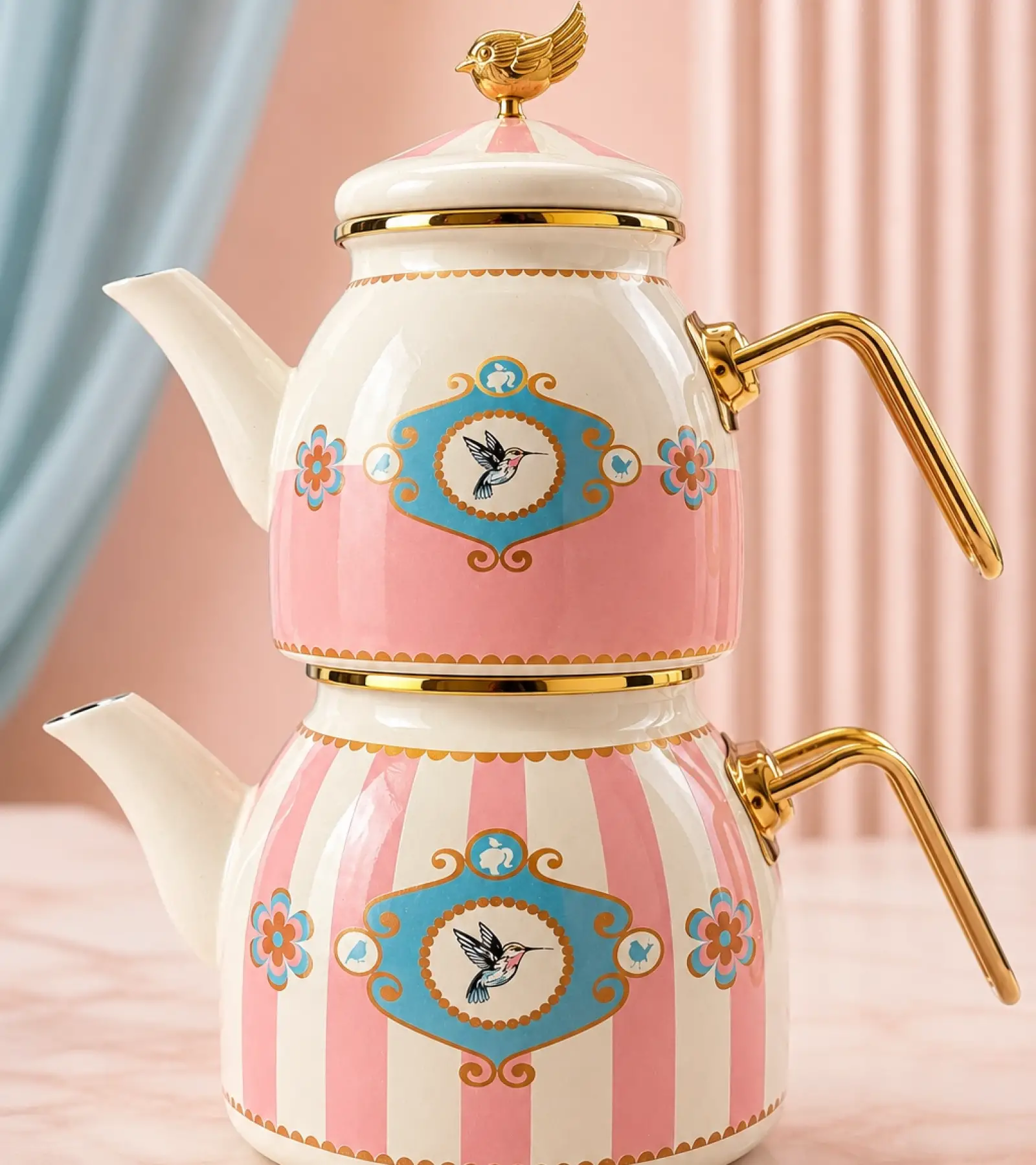 PR Home Alaria Pembe Rose Model Emaye Çaydanlık