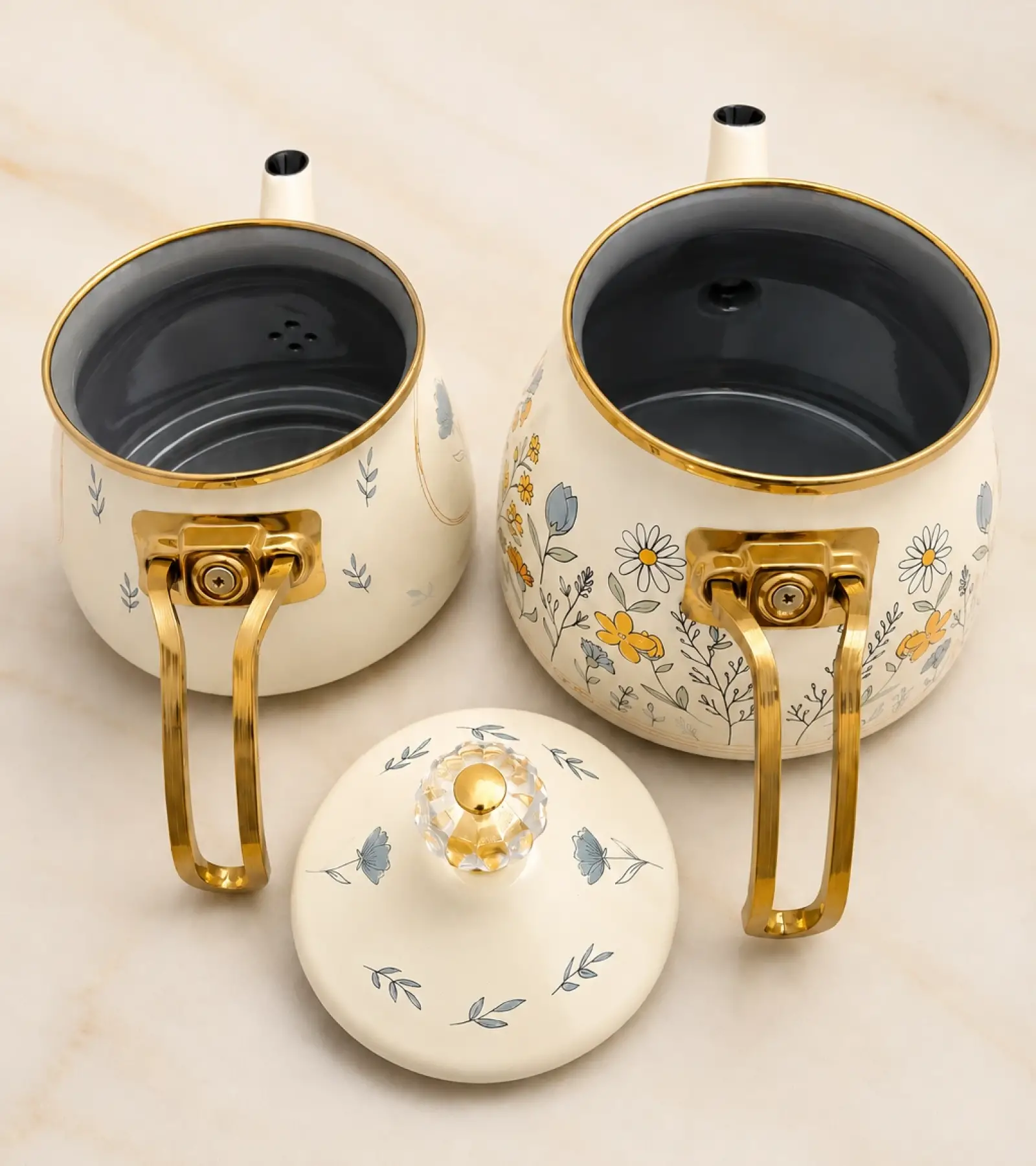 PR Home Anemon Gold Model Emaye Çaydanlık