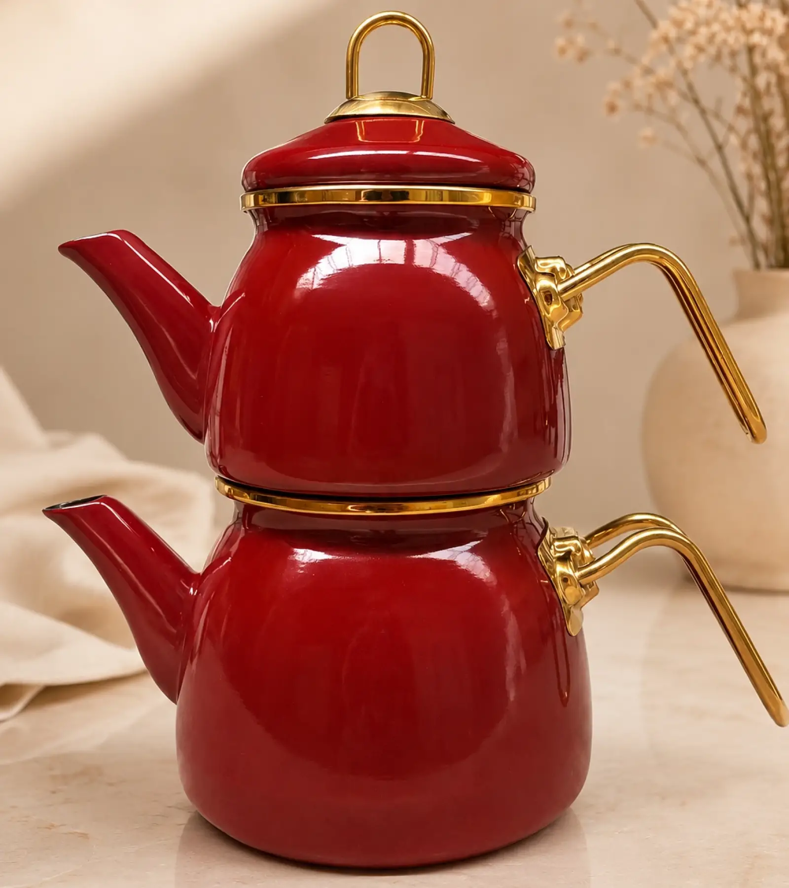 PR Home Bordo Mini Model Emaye Çaydanlık