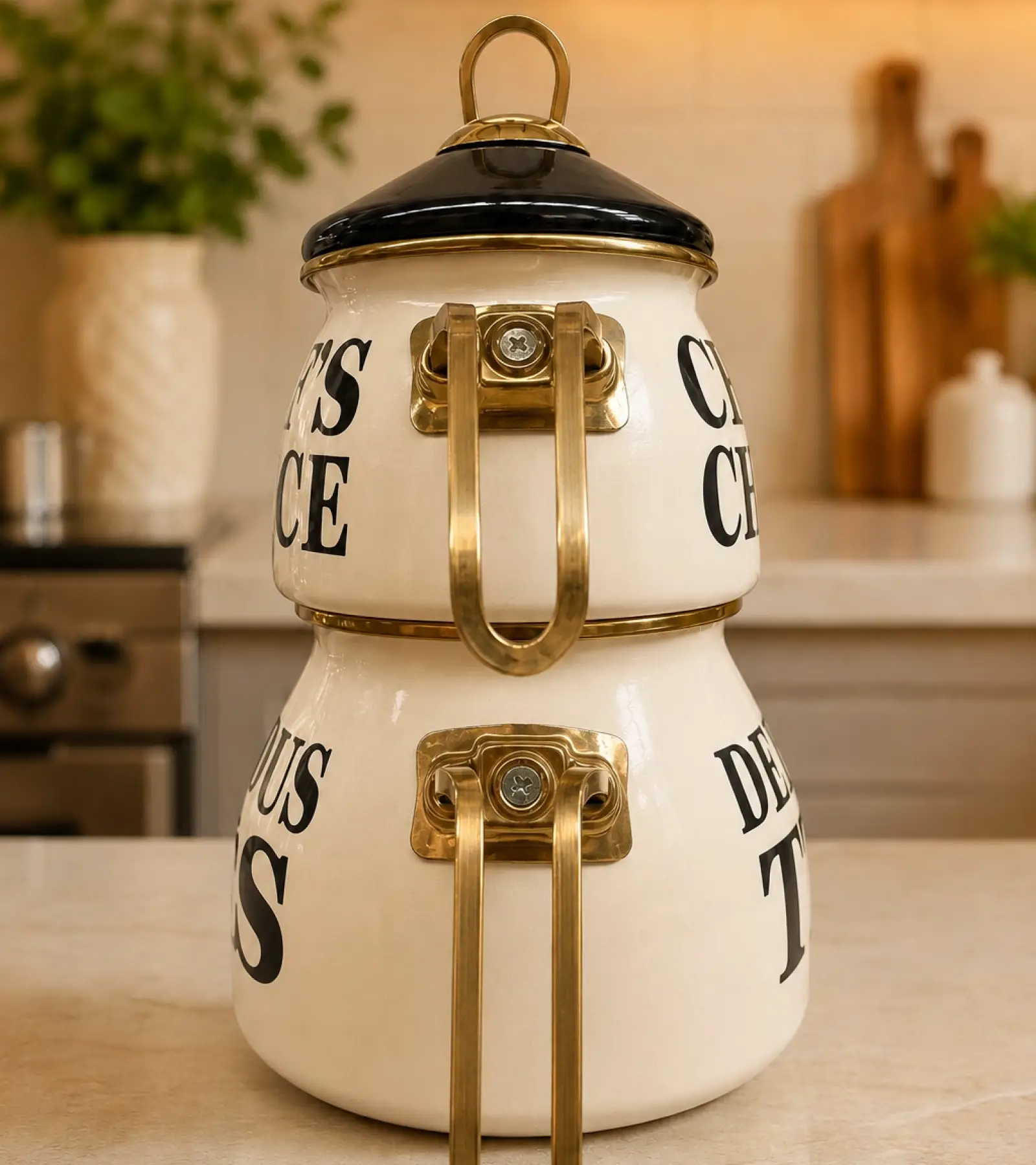 Chefs Dekor Gold Model Emaye Çaydanlık