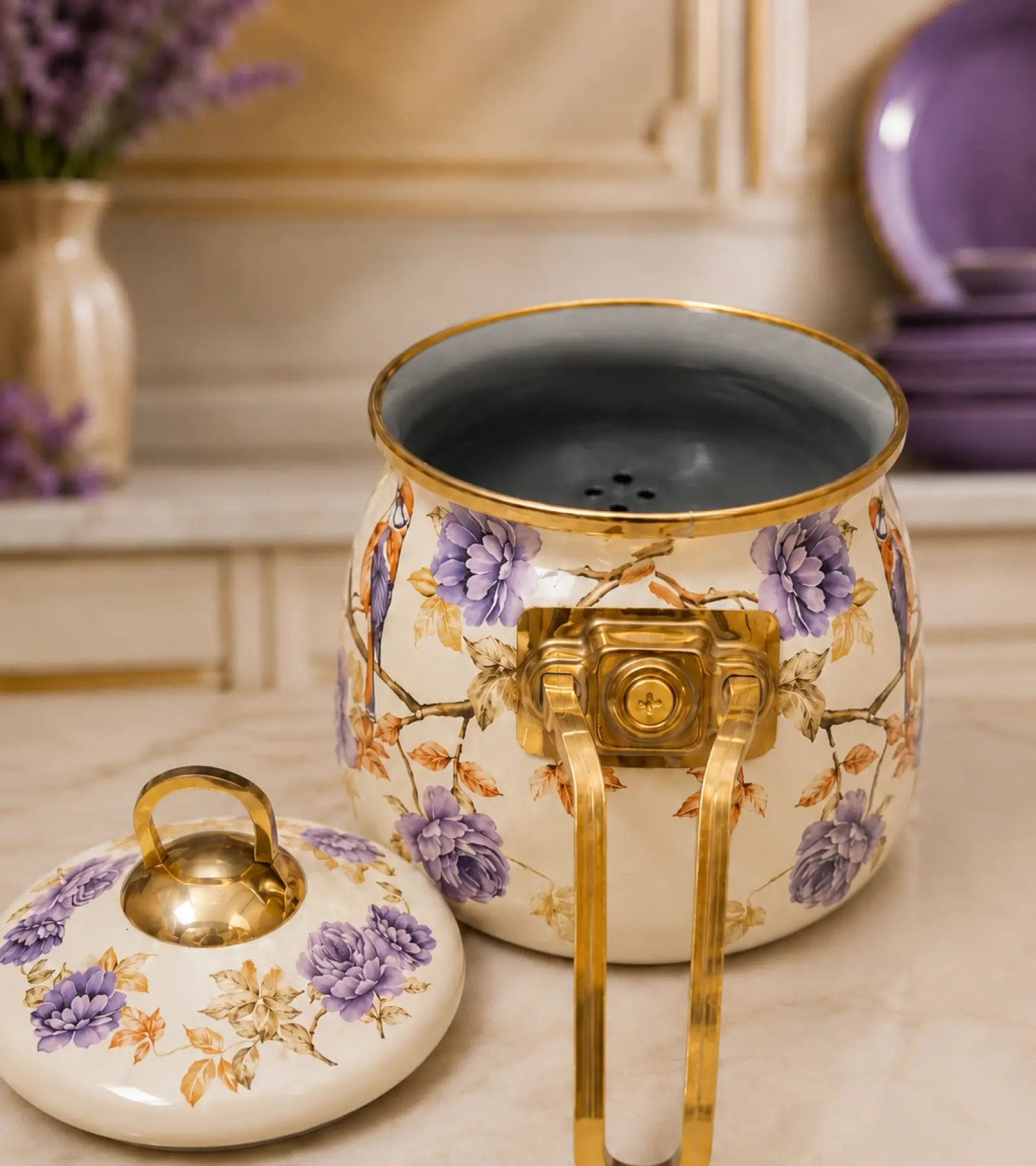 PR Home Fiorella Gold Model Emaye Çaydanlık