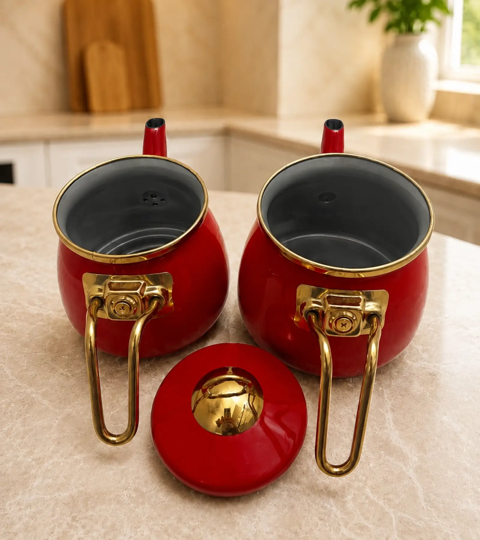 PR Home Kırmızı Mini Model Emaye Çaydanlık