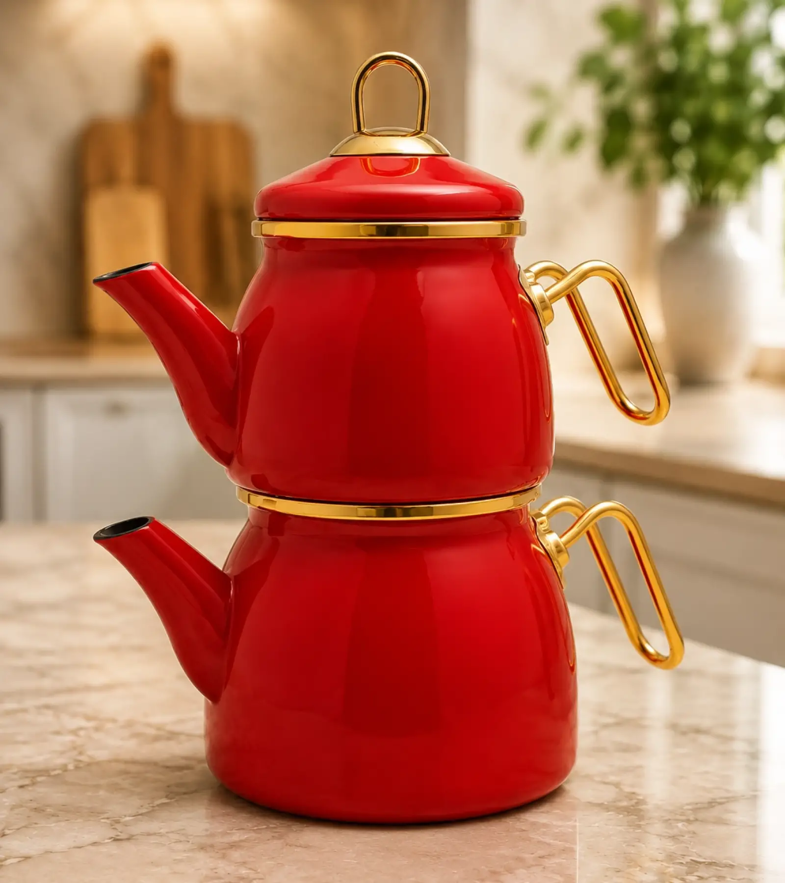 PR Home Kırmızı Mini Model Emaye Çaydanlık