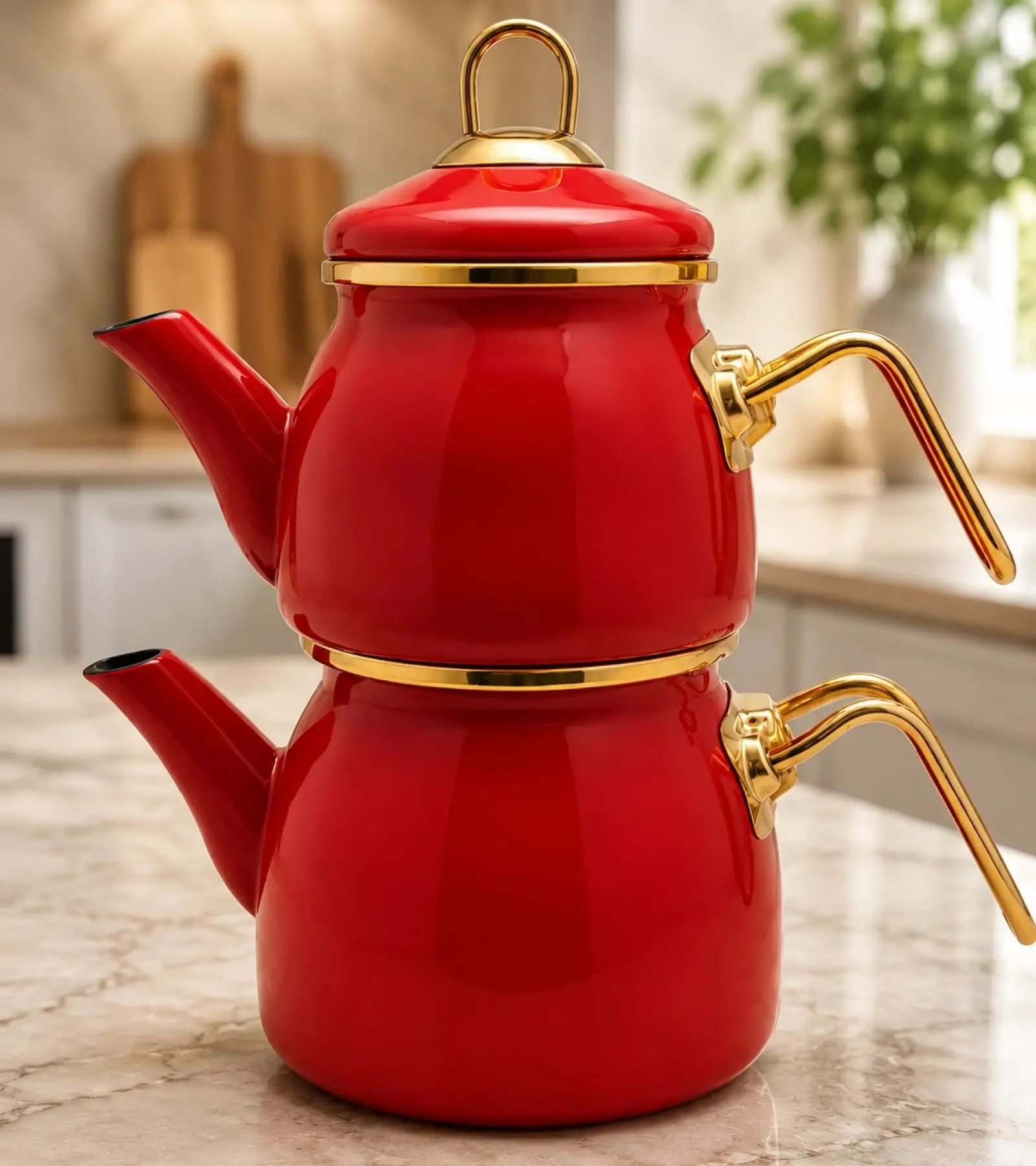 PR Home Kırmızı Mini Model Emaye Çaydanlık