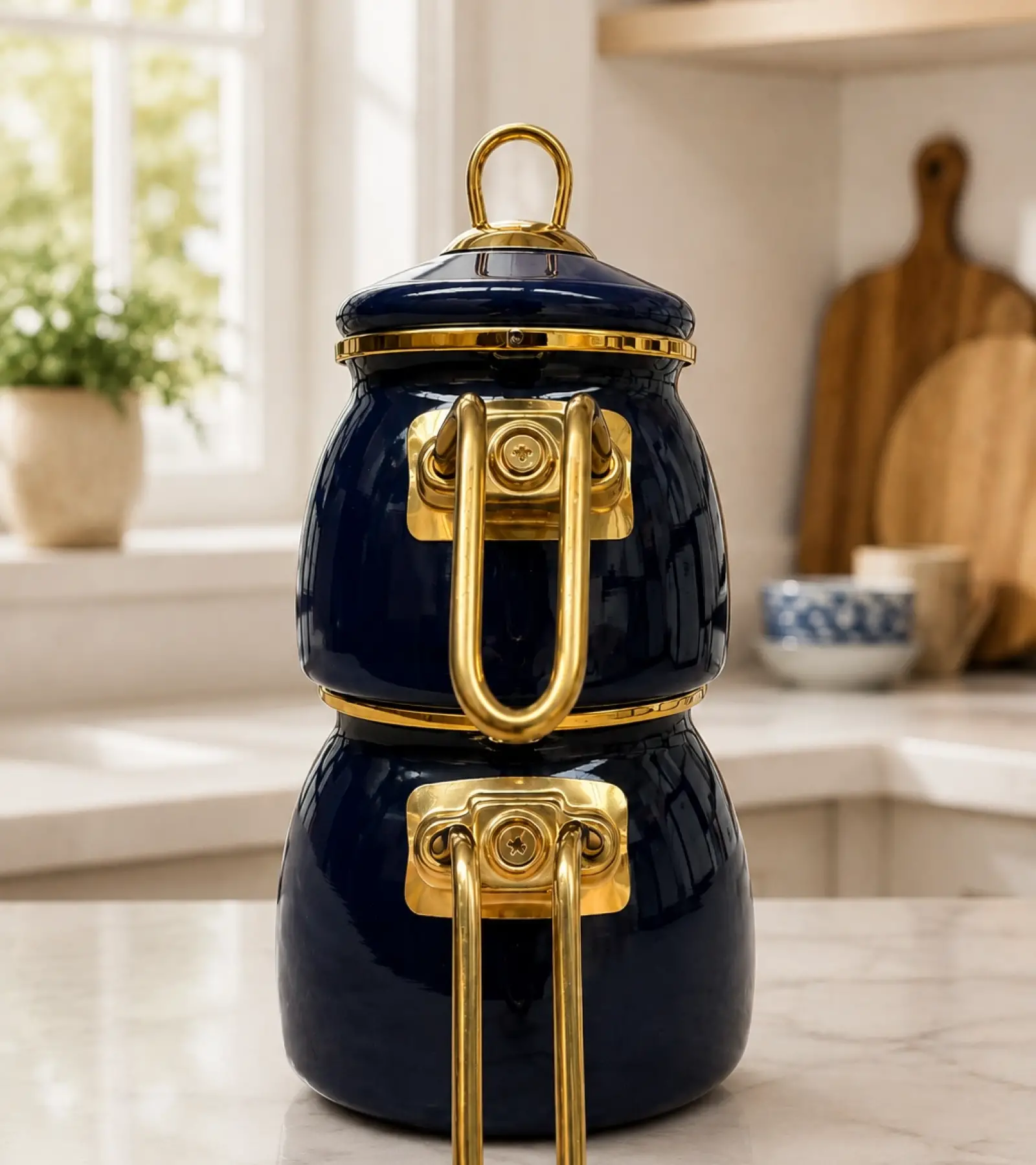 PR Home Lacivert Emaye Mini Model Emaye Çaydanlık