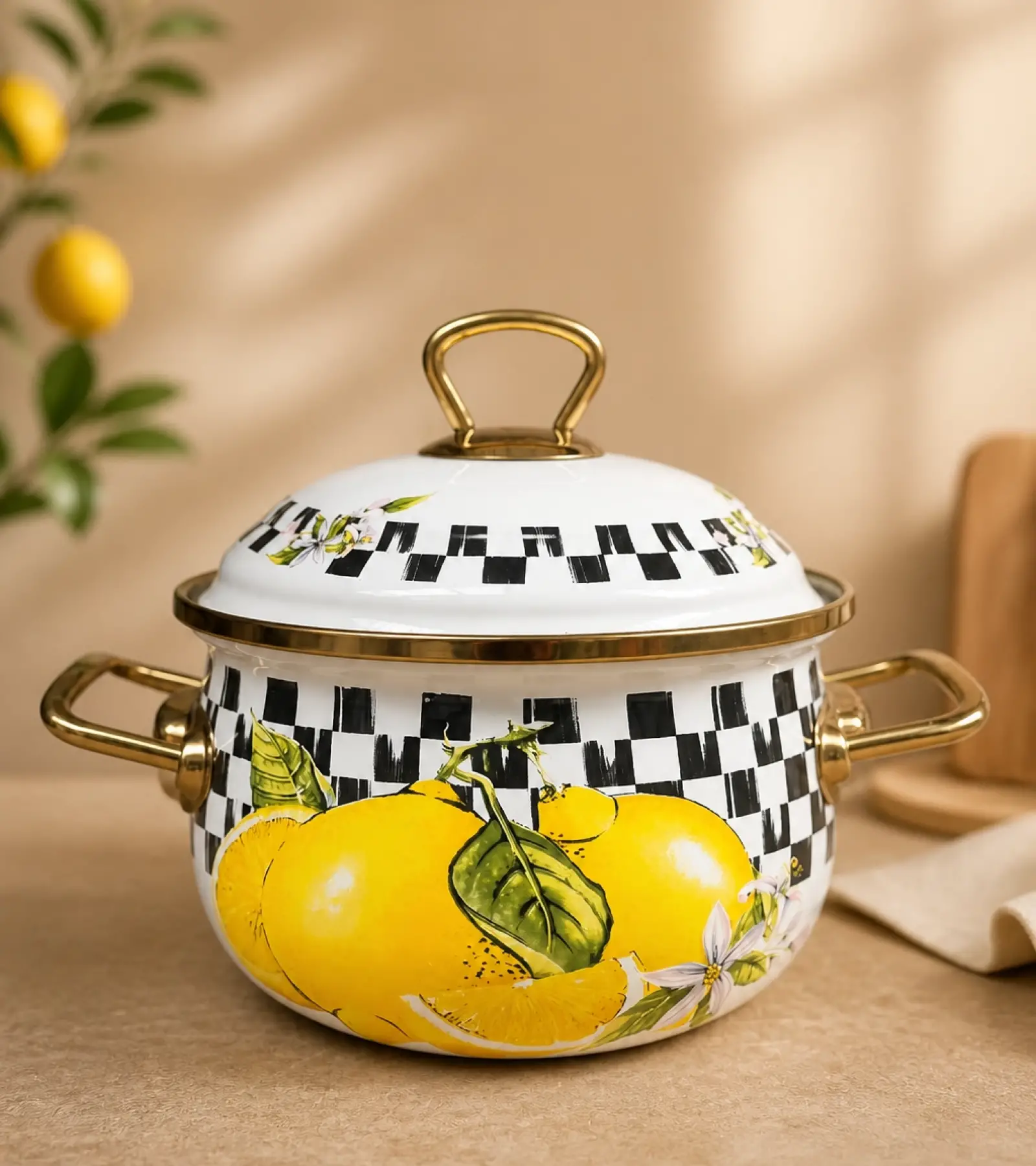 PR Home Limon Derin Bombeli Emaye Tencere 16 cm