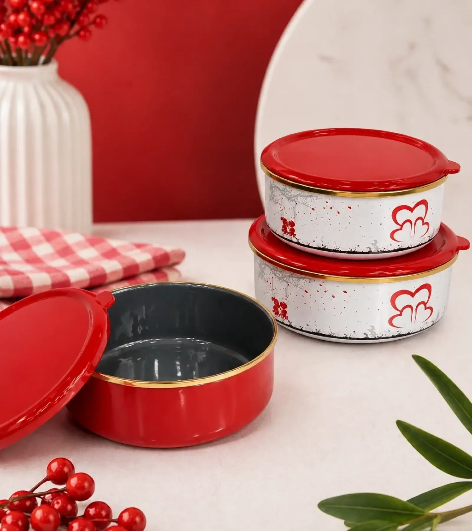 PR Home Love Emaye Üçlü Saklama Seti