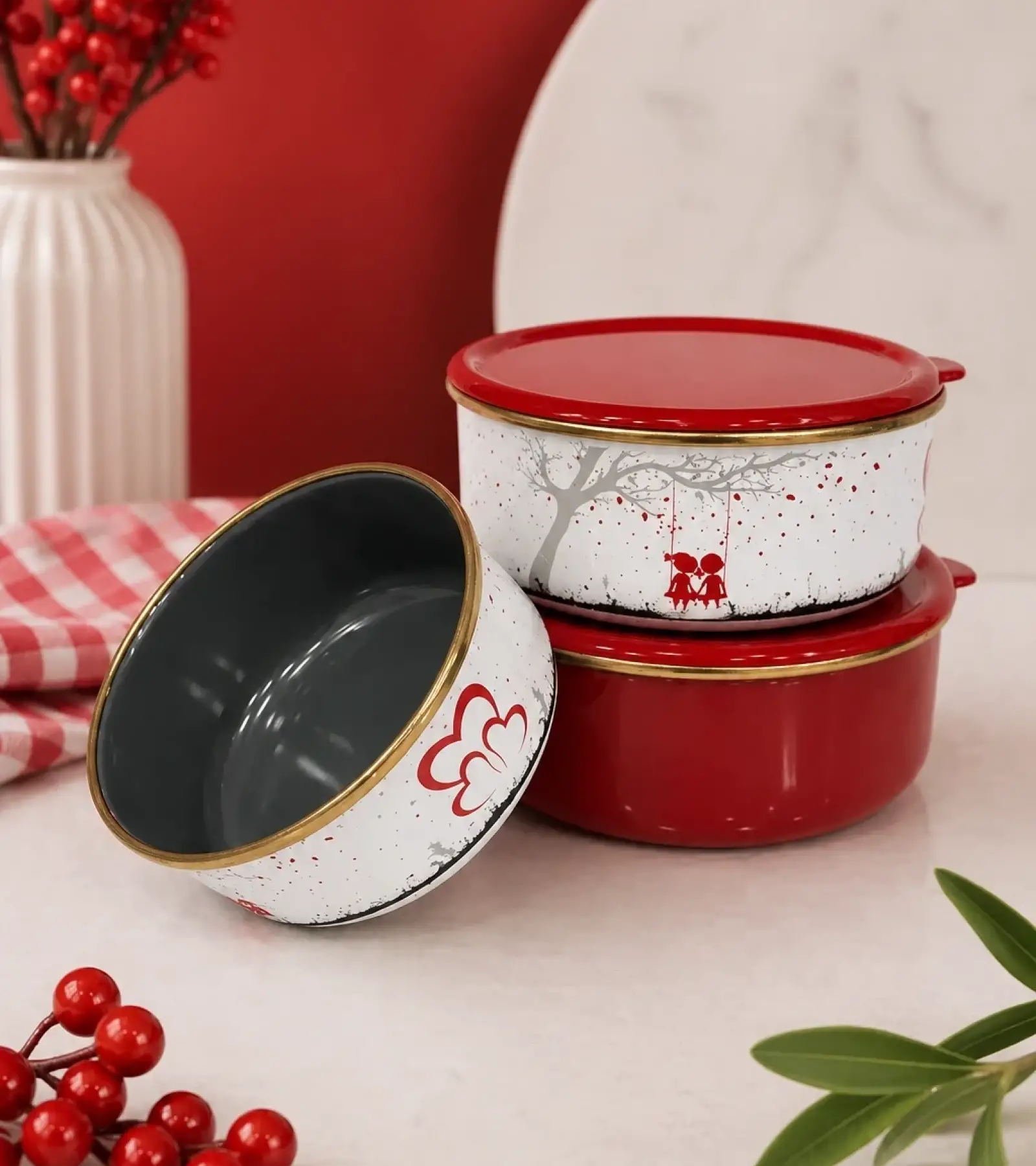 PR Home Love Emaye Üçlü Saklama Seti
