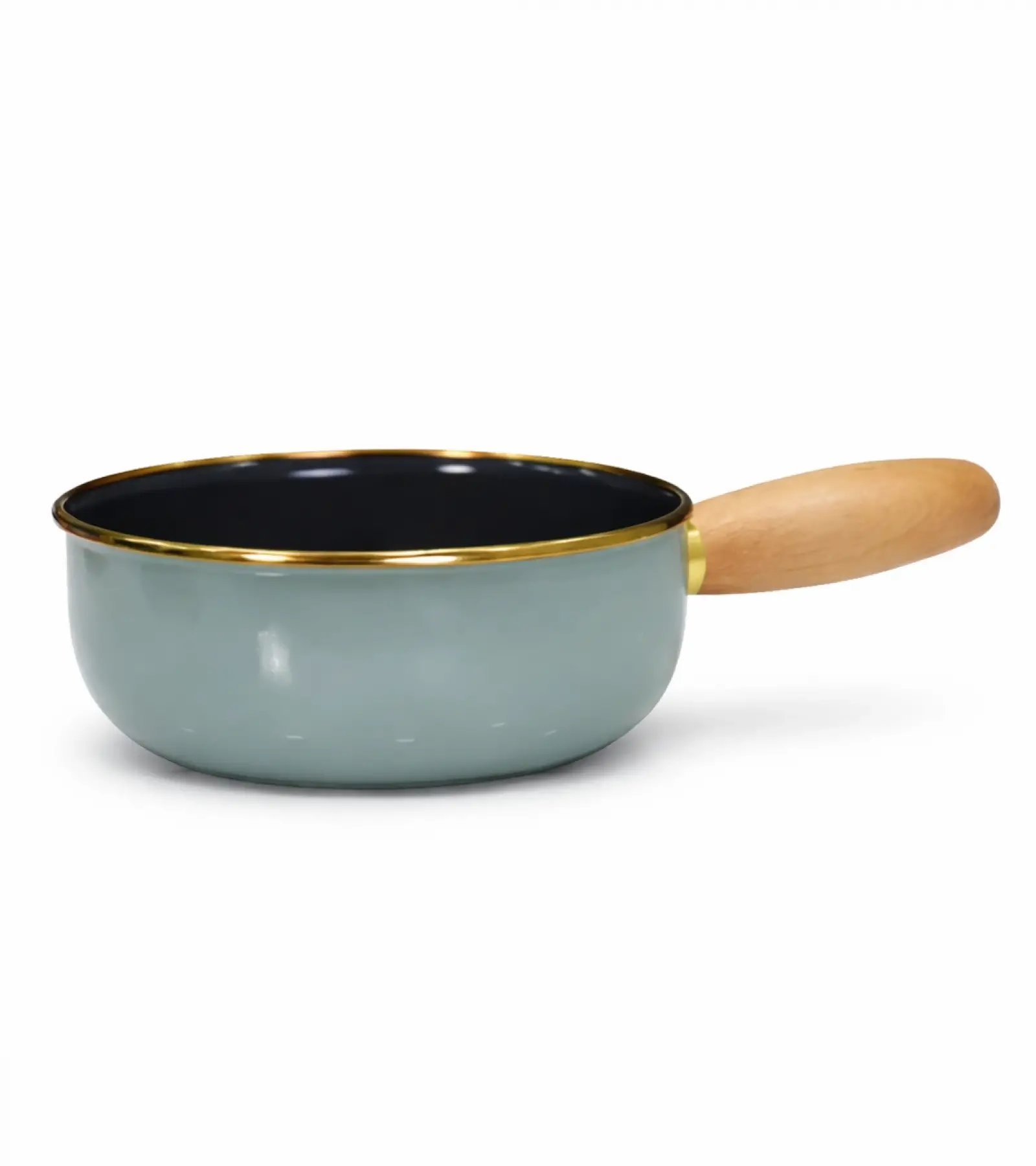 PR Home Soft Yeşil Emaye Ahşap Saplı Haşlama ve Sos Tavası 16 cm