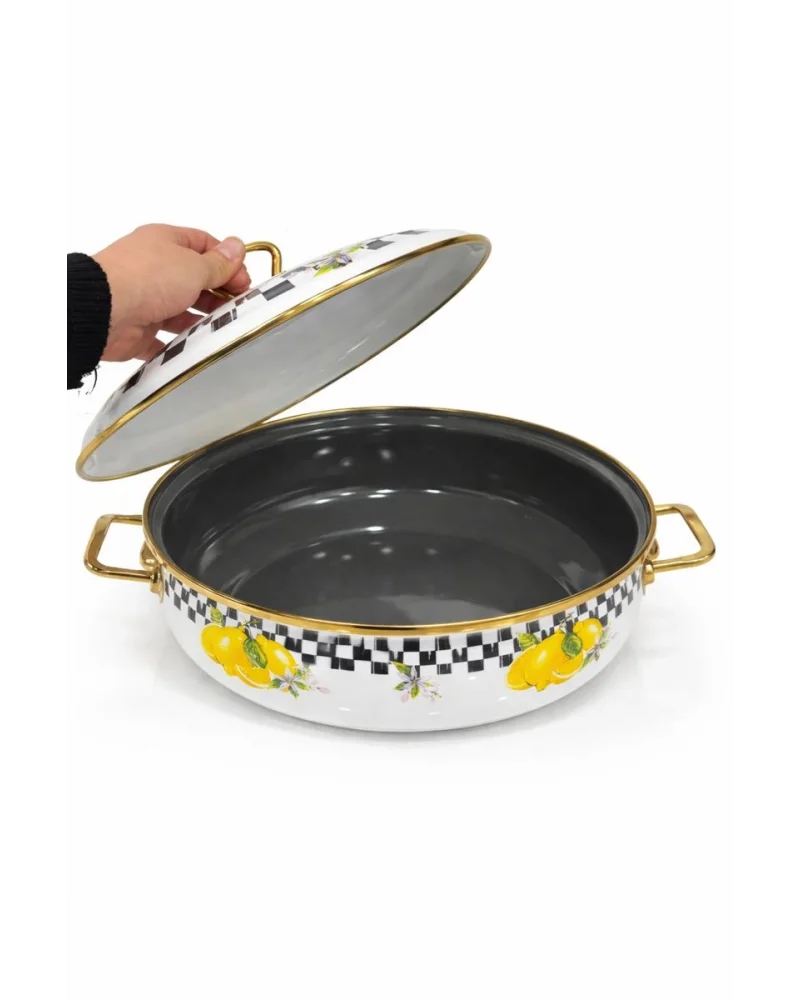 PR Home Lemon Derin Bombeli Emaye Karnıyarık Pilav Tenceresi 26 cm