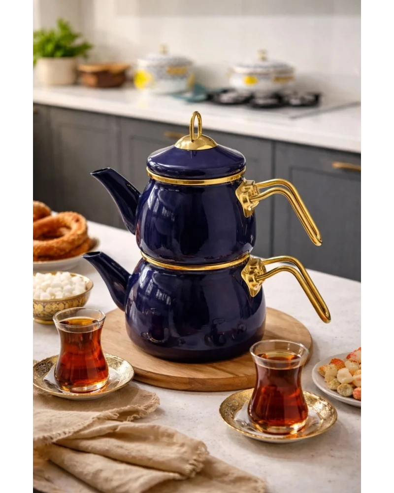 PR Home Emaye Mini Model Emaye Çaydanlık Lacivert