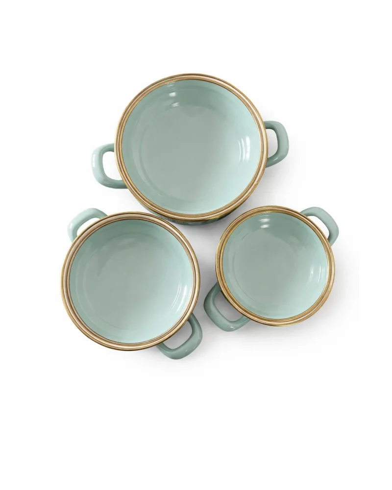 PR Home Alaria Yeşil Emaye Mini Tencere Seti 12-14-16 cm