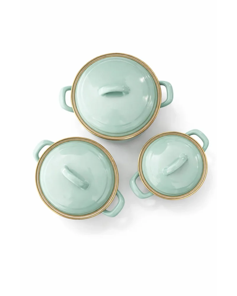 PR Home Alaria Yeşil Emaye Mini Tencere Seti 12-14-16 cm