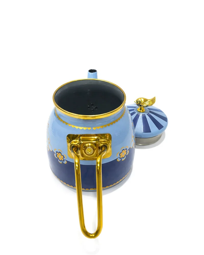 PR Home Alaria Mavi Rose Model Emaye Çaydanlık