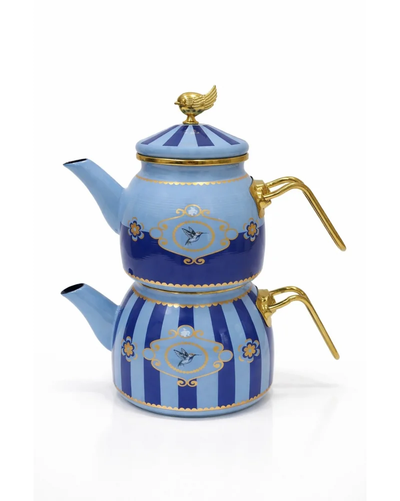 PR Home Alaria Mavi Rose Model Emaye Çaydanlık