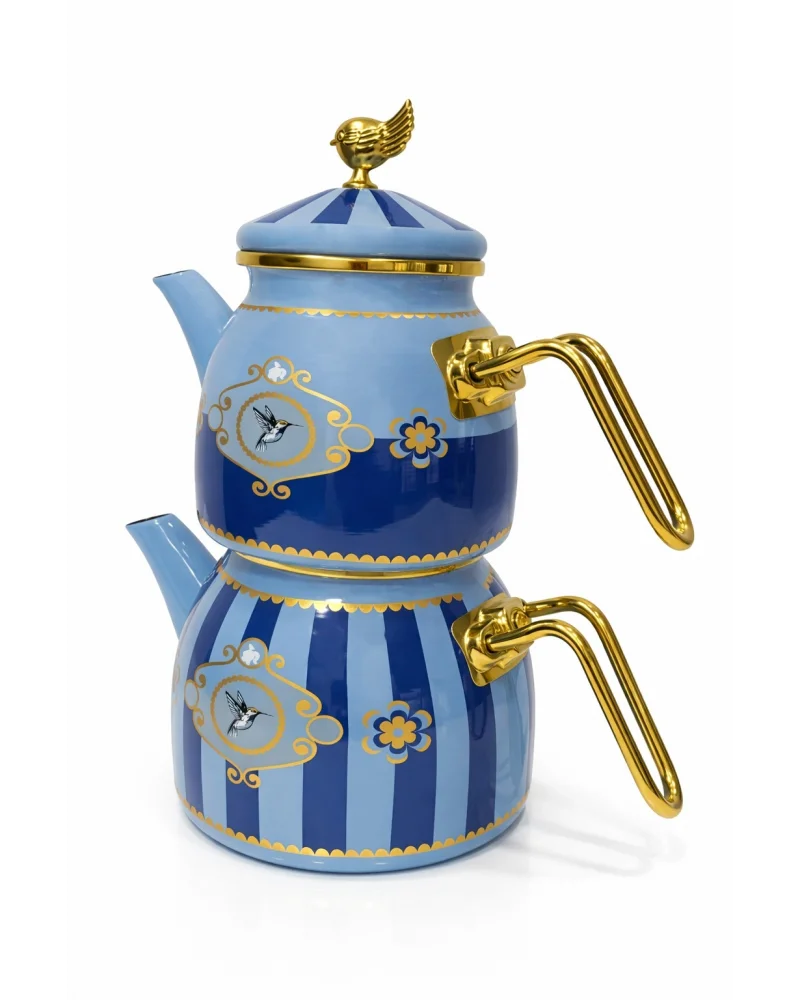 PR Home Alaria Mavi Rose Model Emaye Çaydanlık