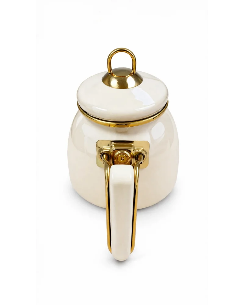 PR Home Emaye Rose Model Çaydanlık Krem