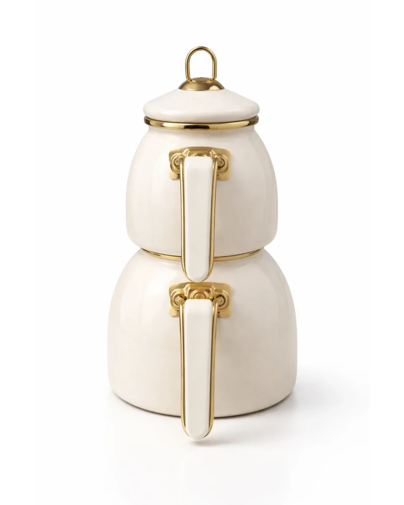 PR Home Emaye Rose Model Çaydanlık Krem