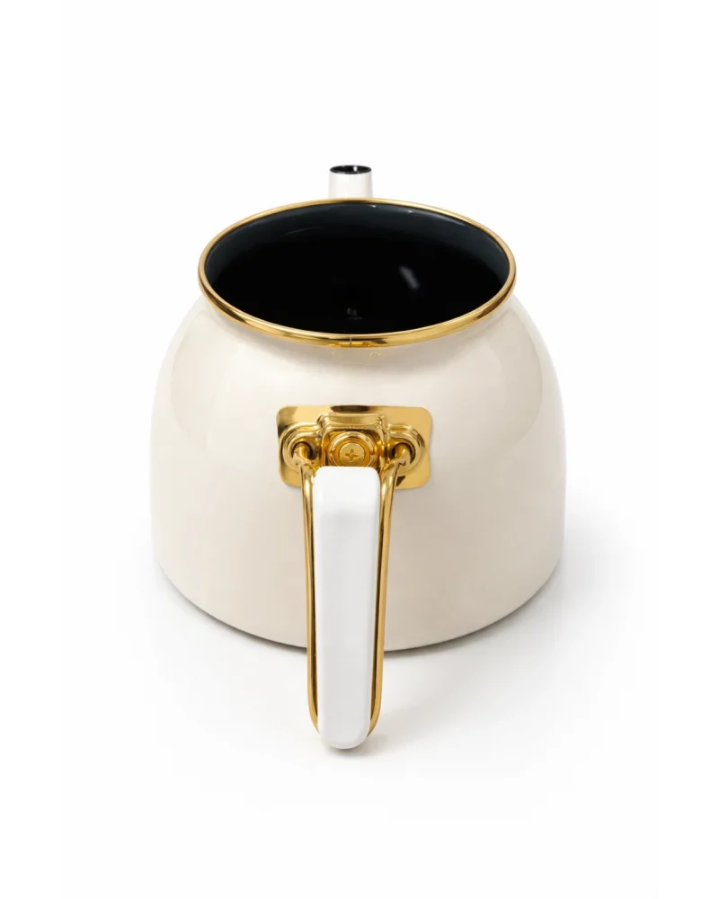 PR Home Emaye Rose Model Çaydanlık Krem