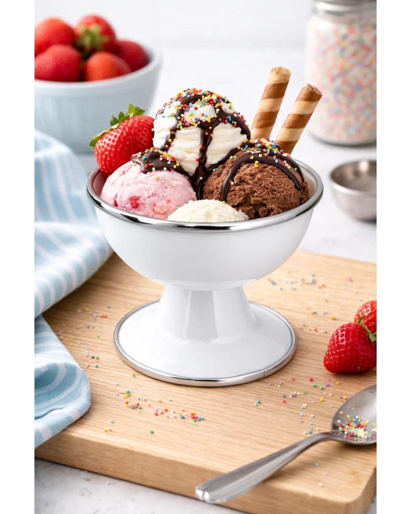 PR Home Emaye Dondurma Kasesi Beyaz