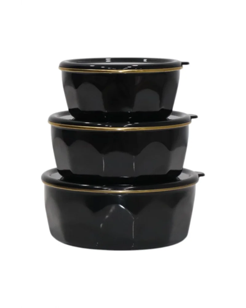 PR Home Köşeli Emaye Üçlü Saklama Seti Siyah