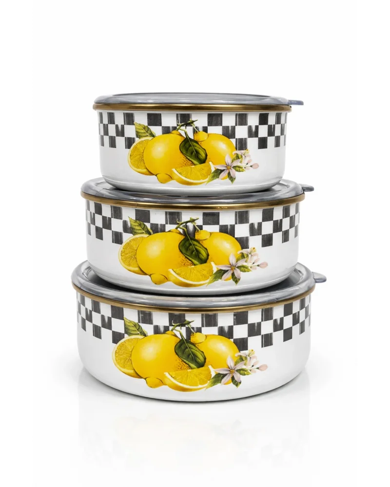 PR Home Lemon Emaye Üçlü Saklama Seti