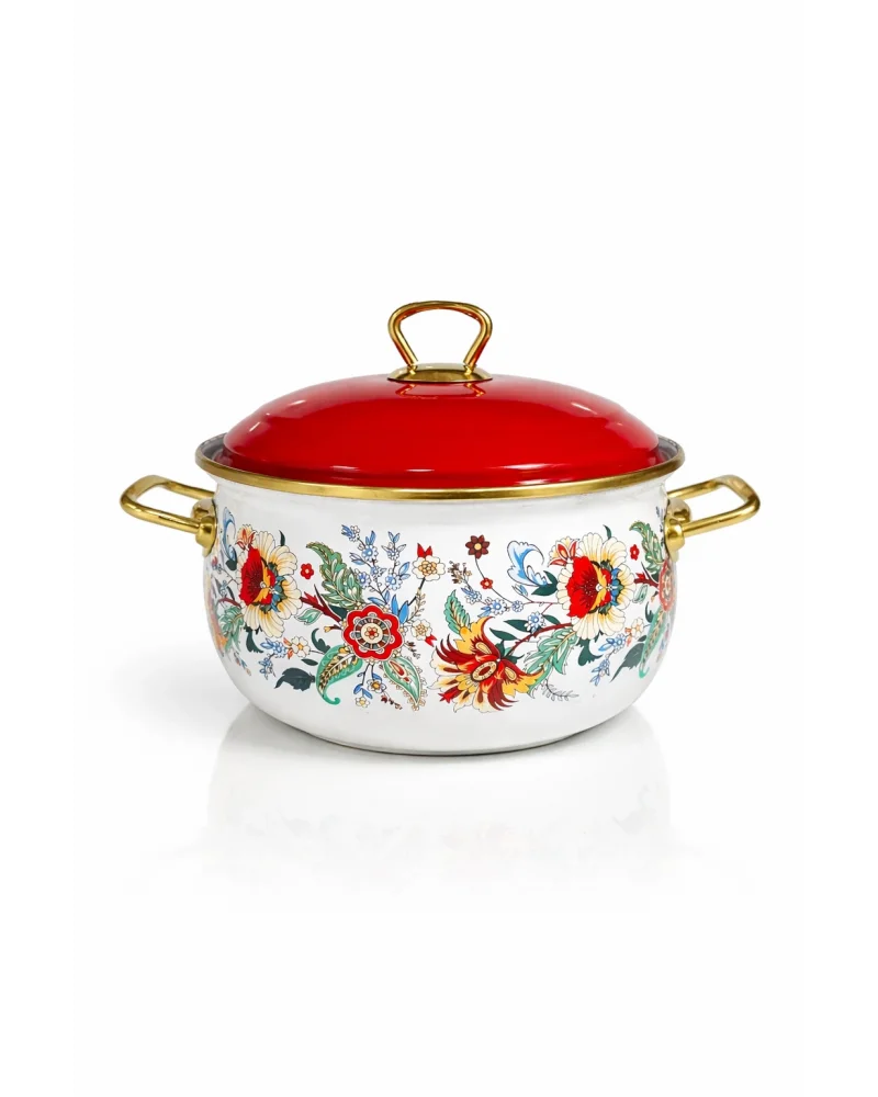 PR Home Magnolia Derin Bombeli Emaye Tencere 18 cm