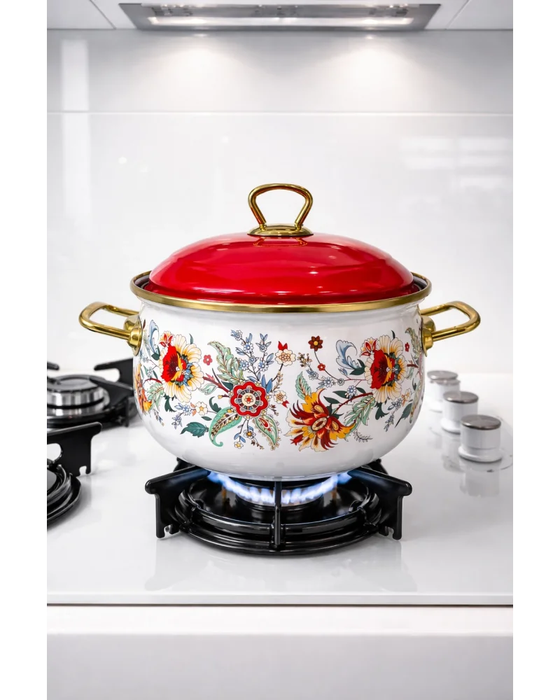 PR Home Magnolia Derin Bombeli Emaye Tencere 20 cm