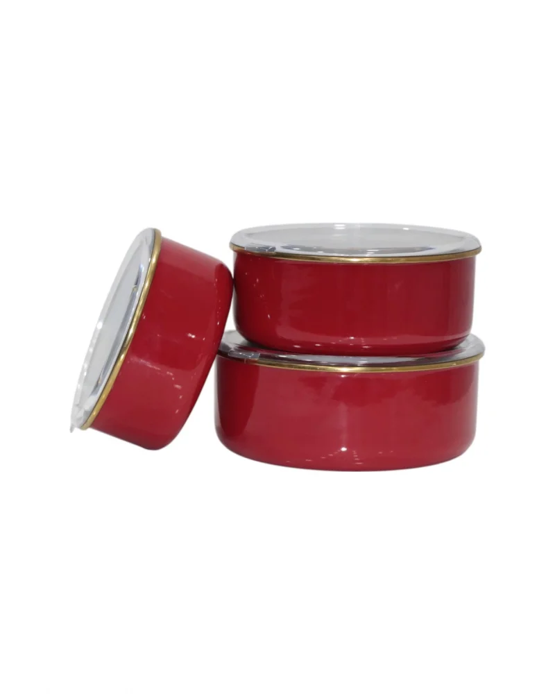 PR Home Red Emaye Üçlü Saklama Seti