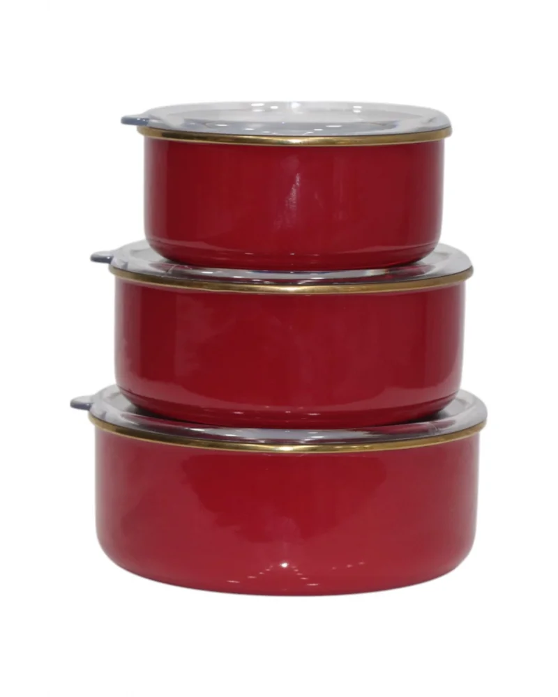 PR Home Red Emaye Üçlü Saklama Seti