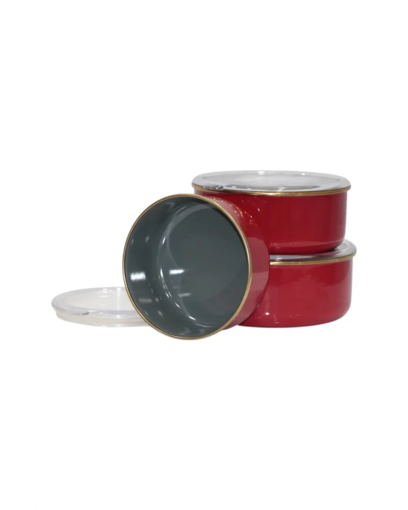 PR Home Red Emaye Üçlü Saklama Seti