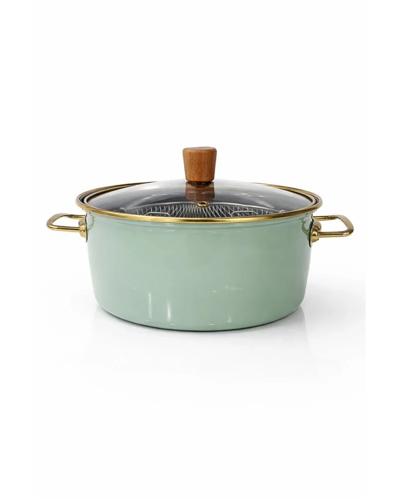 PR Home Soft Green Emaye Kızartma Tenceresi 22 cm