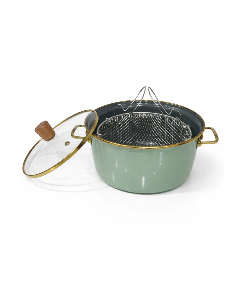 PR Home Soft Green Emaye Kızartma Tenceresi 22 cm