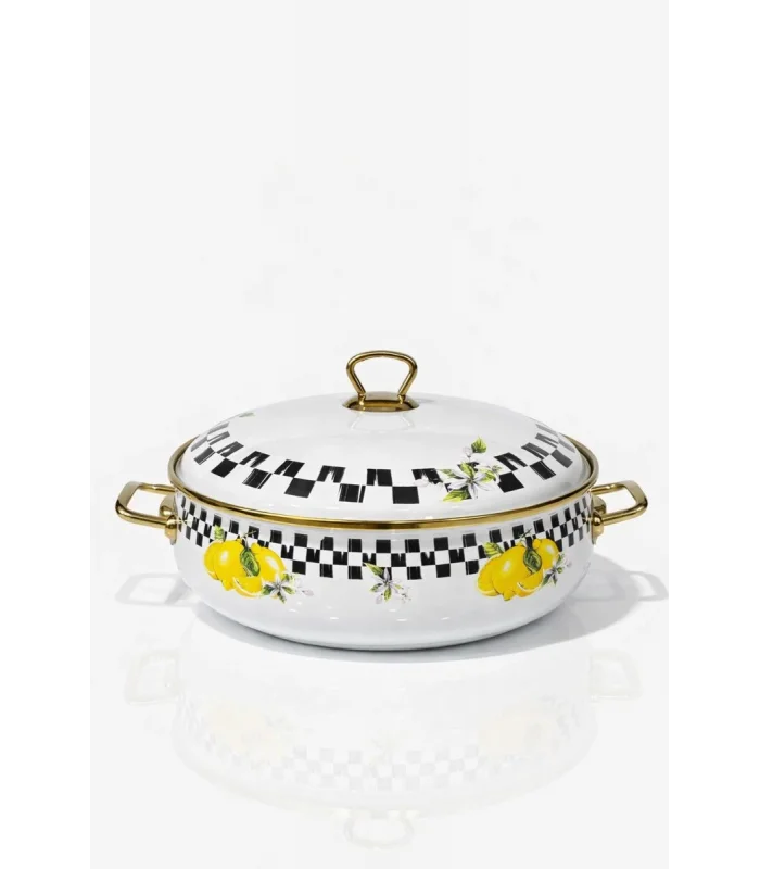 PR Home Lemon Derin Bombeli Emaye Karnıyarık Pilav Tenceresi 26 cm