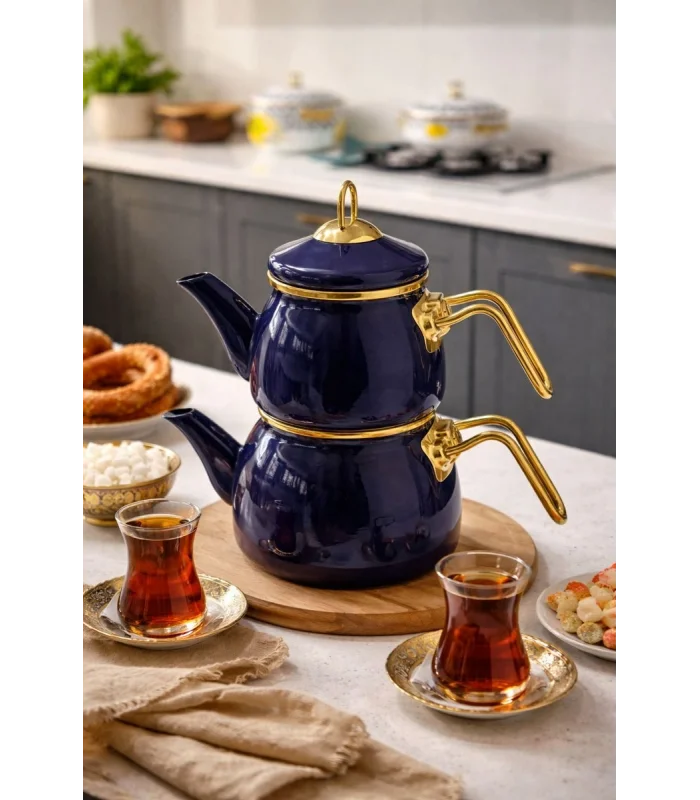 PR Home Emaye Mini Model Emaye Çaydanlık Lacivert