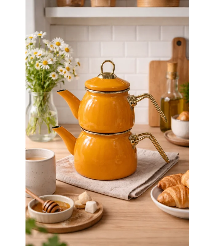 PR Home Emaye Mini Model Emaye Çaydanlık Hardal