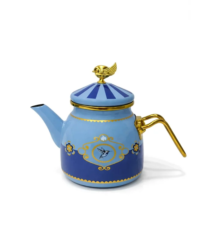 PR Home Alaria Mavi Rose Model Emaye Çaydanlık