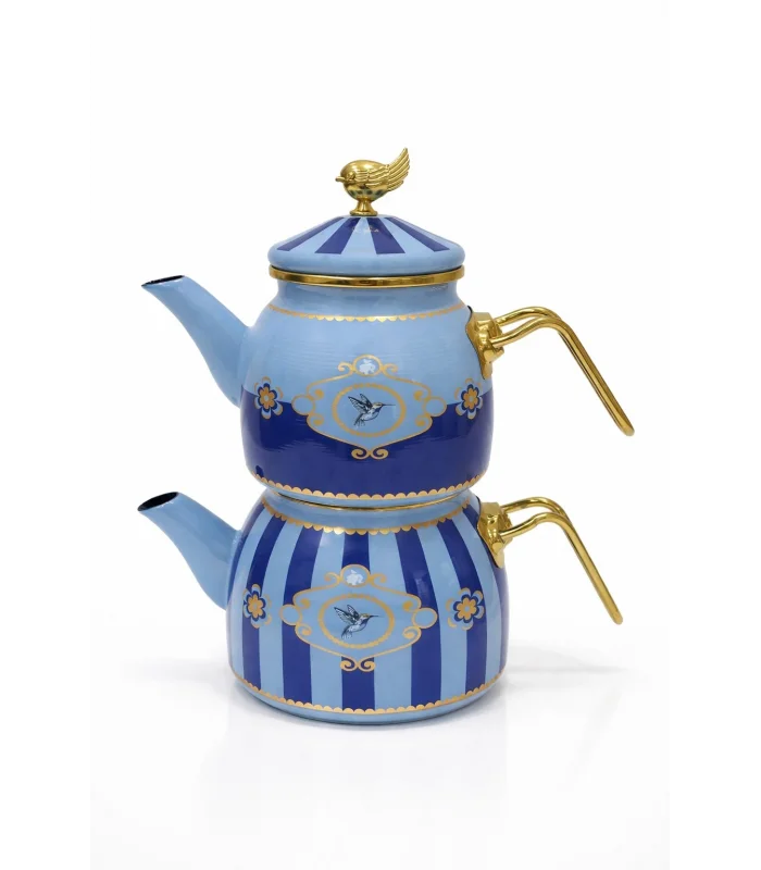 PR Home Alaria Mavi Rose Model Emaye Çaydanlık