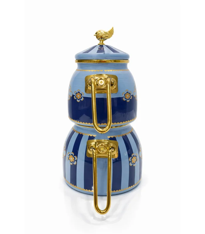 PR Home Alaria Mavi Rose Model Emaye Çaydanlık