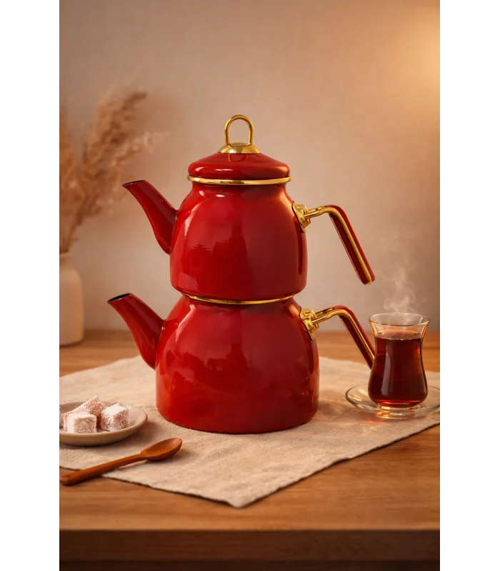 PR Home Red Rose Model Emaye Çaydanlık