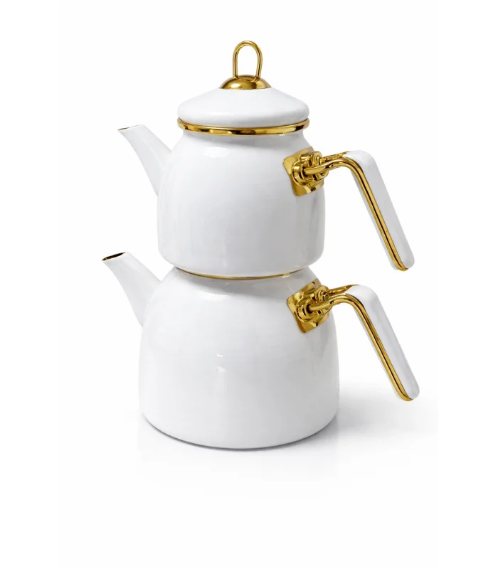 PR Home Emaye Rose Model Çaydanlık Beyaz