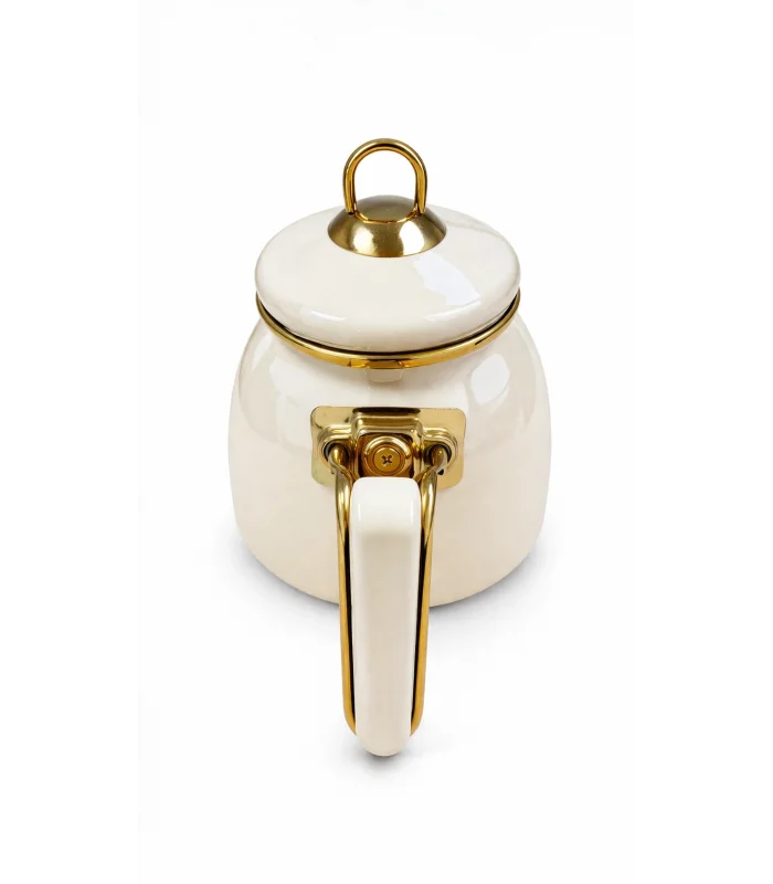 PR Home Emaye Rose Model Çaydanlık Krem