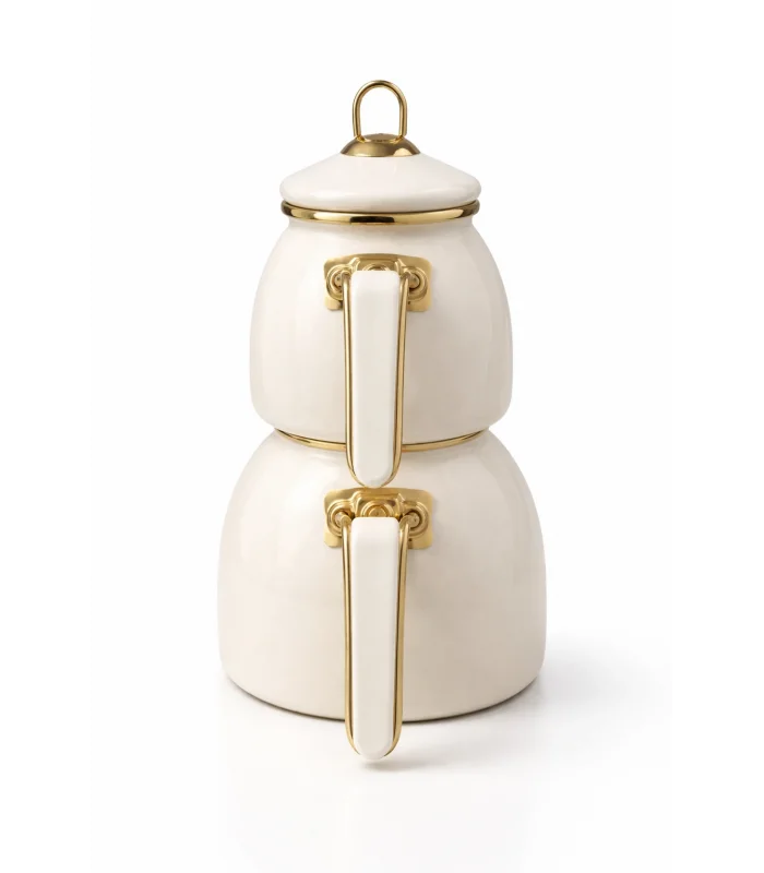 PR Home Emaye Rose Model Çaydanlık Krem