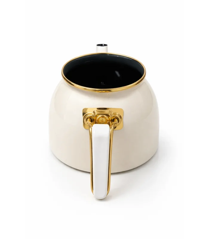 PR Home Emaye Rose Model Çaydanlık Krem