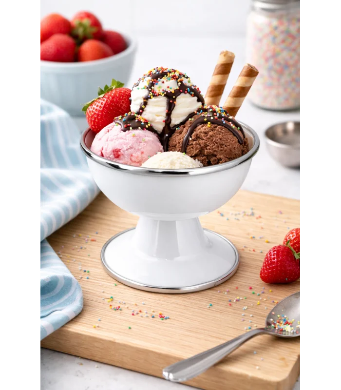 PR Home Emaye Dondurma Kasesi Beyaz