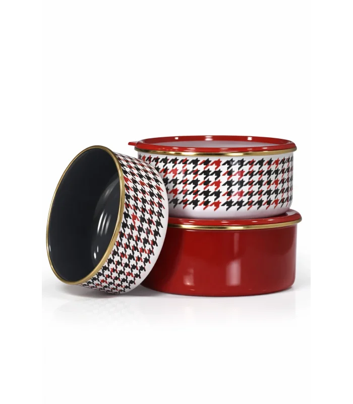 PR Home Forte Red Emaye Üçlü Saklama Seti