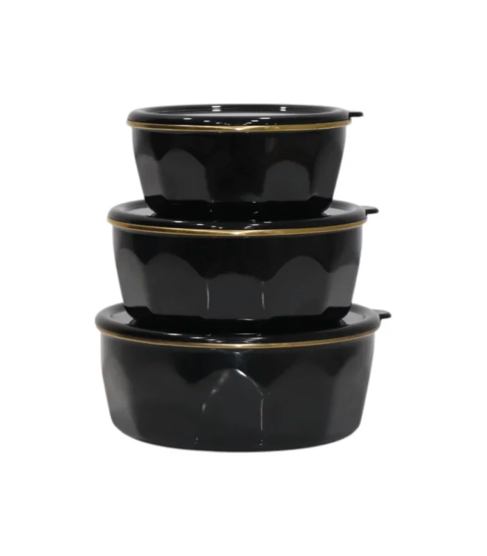 PR Home Köşeli Emaye Üçlü Saklama Seti Siyah