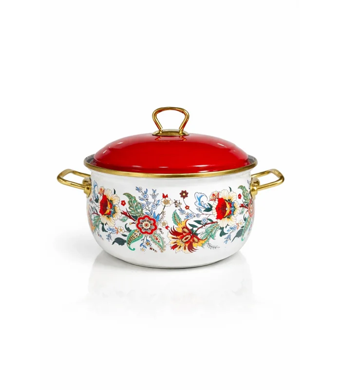 PR Home Magnolia Derin Bombeli Emaye Tencere 20 cm