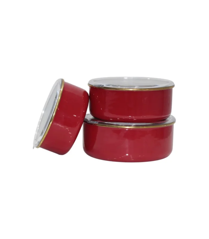 PR Home Red Emaye Üçlü Saklama Seti