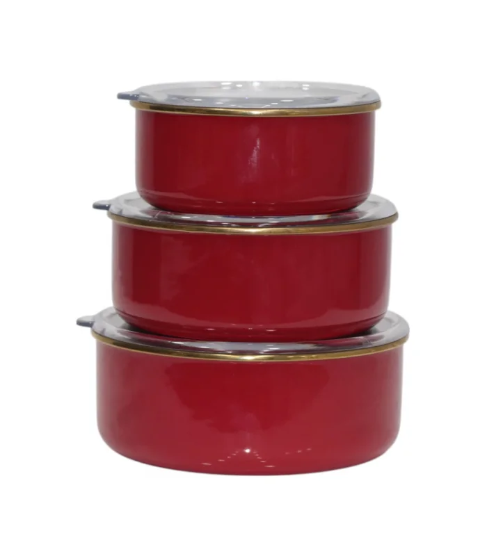 PR Home Red Emaye Üçlü Saklama Seti